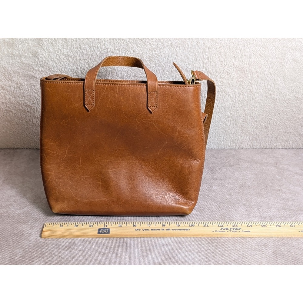 Madewell Small Transport Crossbody Bag English Saddle Brown Leather Zip Top Tote